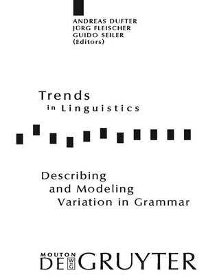 cover image of Describing and Modeling Variation in Grammar